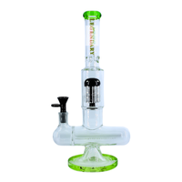 Legendary Glass 13" In-Line Straight Tube w/ Tree Perc Neon Green