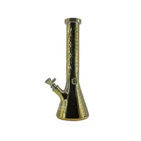 Red Eye Tek 15" Cosmic Gold Terminator Finish Beaker Base W/ Hobstar Details Bong
