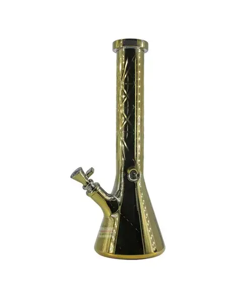 Red Eye Tek 15" Cosmic Gold Terminator Finish Beaker Base W/ Hobstar Details Bong