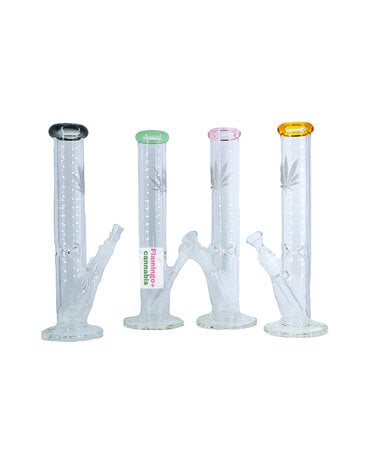 BOB HQ 11.5" Silver Weed Leaf Straight Tube w/Ice Pinch Assorted