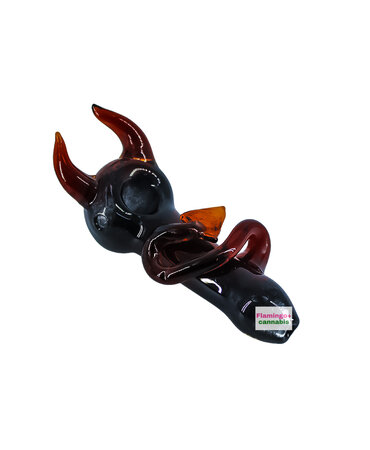 Devil's Horn and Tail 5.75" Dark Frit Spoon Pipe Devil's Horn and Tail 5.75" Dark Frit Spoon Pipe