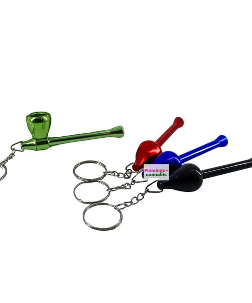 Metal Mushroom 3.5" Pipe w/Keychain Holder Assorted Colours