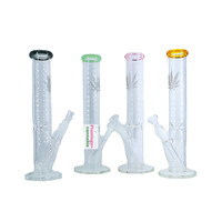 11.5" Silver Weed Leaf Straight Tube w/Ice Pinch Assorted