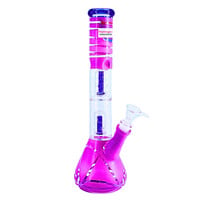 Infyniti 12" Purple 420 Design Beaker Base Bong With Dual Dome Perc & Splash Guard