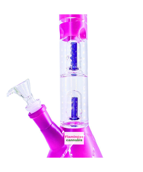 Infyniti 12" Purple 420 Design Beaker Base Bong With Dual Dome Perc & Splash Guard