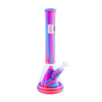 Lit Silicone 14" Glass Chamber Beaker Bong Pink/Blue