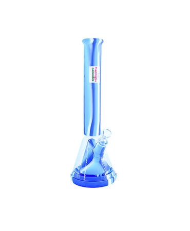 Lit Lit Silicone 14" Glass Chamber Beaker Bong Blue/White Lit Lit Silicone 14" Glass Chamber Beaker Bong Blue/White