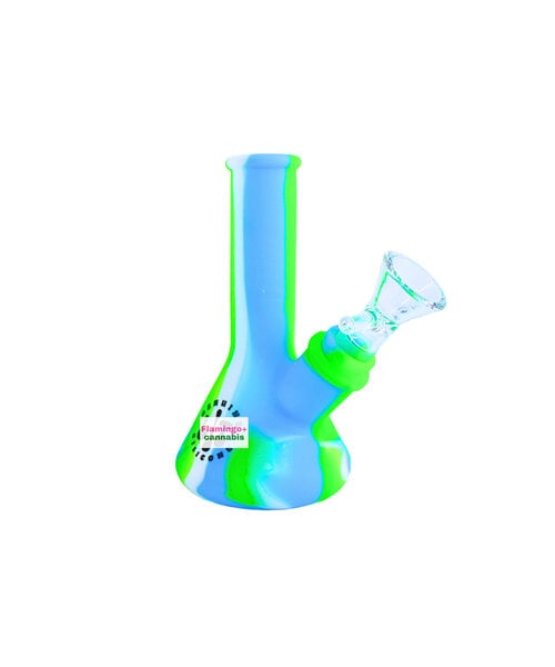 Lit Silicone 5" Beaker Water Pipe Green + Blue