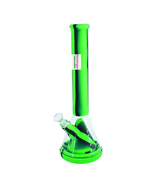 Lit Silicone 14" Glass Chamber Beaker Bong Green/Black