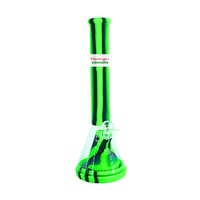 Lit Silicone 14" Glass Chamber Beaker Bong Green/Black