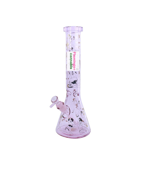 Red Eye Glass 15" Pretty In Pink Pin-Up Beaker Base Bong