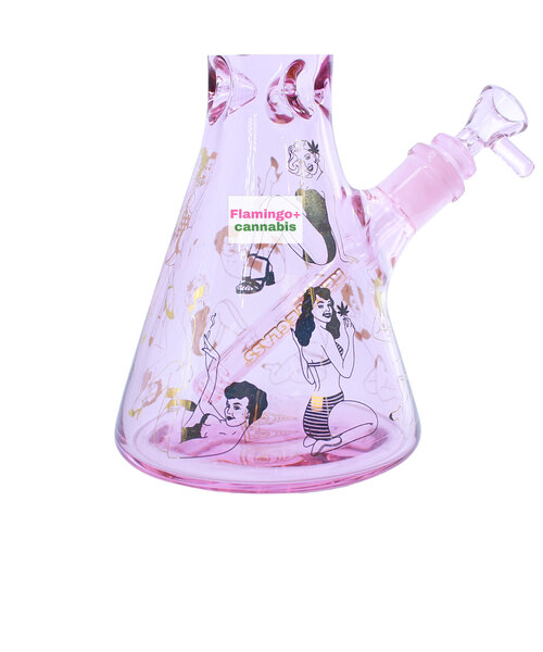 Red Eye Glass 15" Pretty In Pink Pin-Up Beaker Base Bong