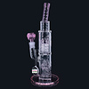 Milky Way Glass Milky Way Glass 12" Fallen Angels Straight Tube w/Double Perc Pink