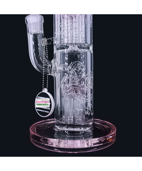 Milky Way Glass 12" Fallen Angels Straight Tube w/Double Perc Pink