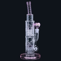 Milky Way Glass 12" Fallen Angels Straight Tube w/Double Perc Pink