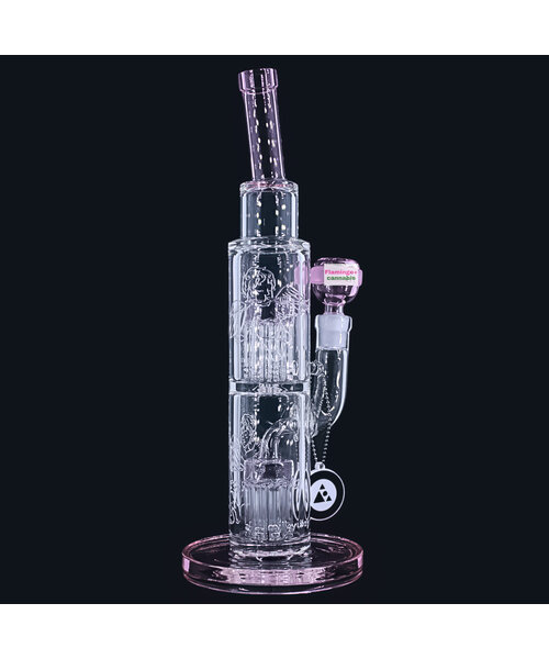Milky Way Glass 12" Fallen Angels Straight Tube w/Double Perc Pink