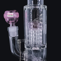 Milky Way Glass 12" Fallen Angels Straight Tube w/Double Perc Pink