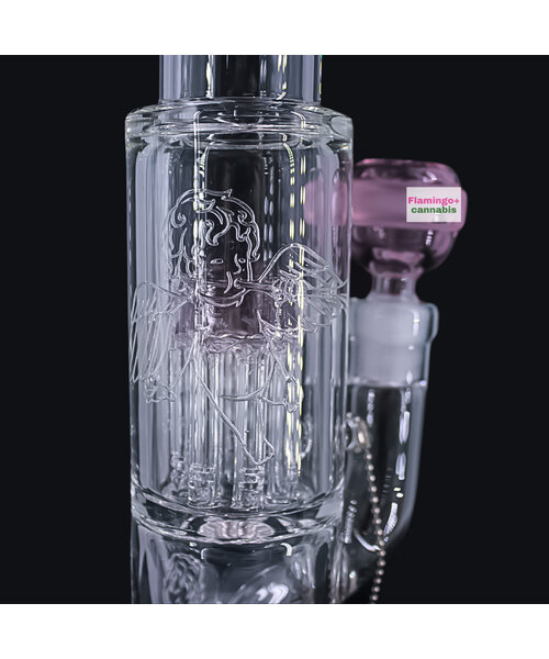 Milky Way Glass 12" Fallen Angels Straight Tube w/Double Perc Pink
