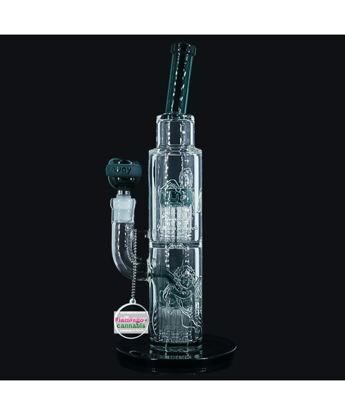 Milky Way Glass 12" Fallen Angels Straight Tube w/Double Perc Teal