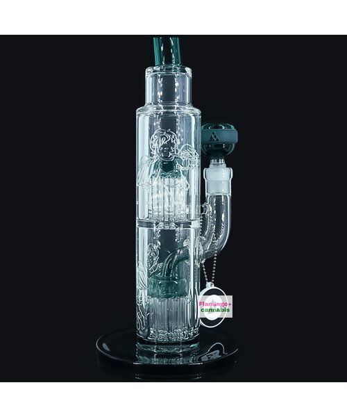 Milky Way Glass 12" Fallen Angels Straight Tube w/Double Perc Teal