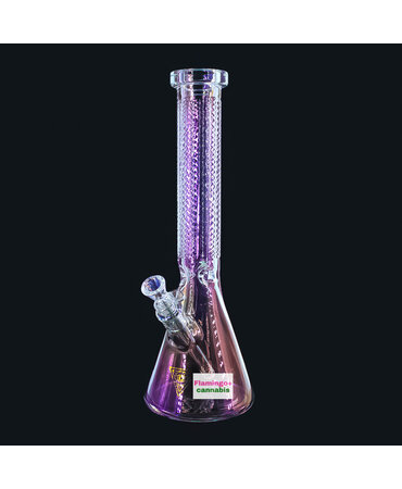Red Eye Tek Red Eye Glass 15" Rainbow Metallic Finish Beaker Tube W/ Faceted Quarter Details