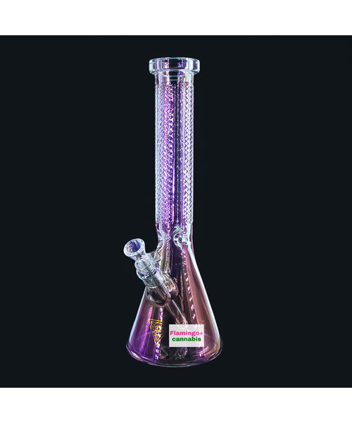 Red Eye Glass 15" Rainbow Metallic Finish Beaker Tube W/ Faceted Quarter Details