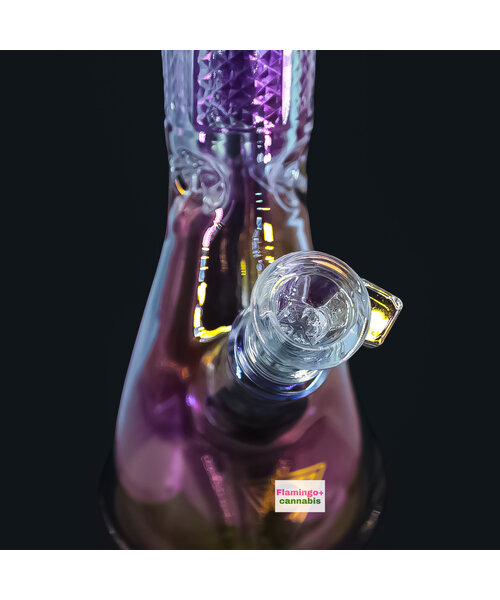 Red Eye Glass 15" Rainbow Metallic Finish Beaker Tube W/ Faceted Quarter Details