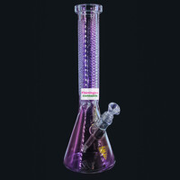 Red Eye Glass 15" Rainbow Metallic Finish Beaker Tube W/ Faceted Quarter Details