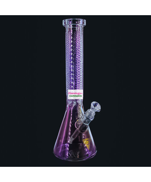 Red Eye Glass 15" Rainbow Metallic Finish Beaker Tube W/ Faceted Quarter Details