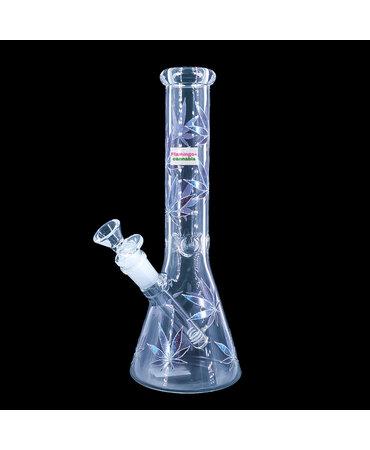 BOB HQ 10" Stylized Hemp Leaf Glow In Dark Beaker Bong Assorted