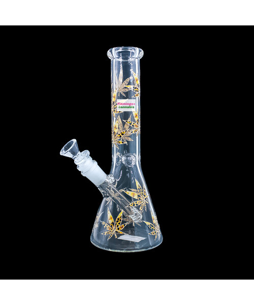 10" Stylized Hemp Leaf Glow In Dark Beaker Bong Assorted