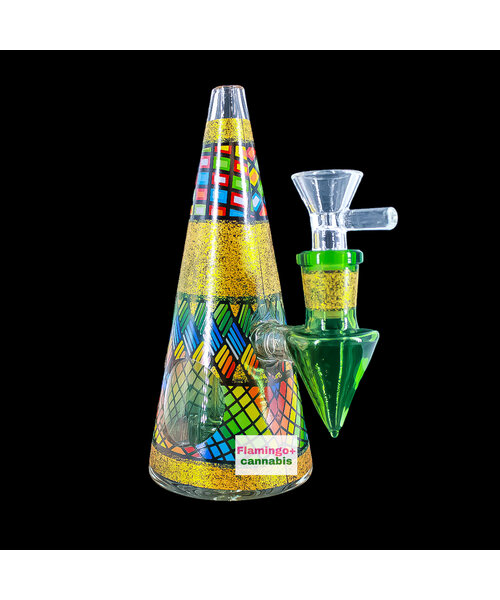 6.25" Conical Stained Glass Recycler Water Pipe