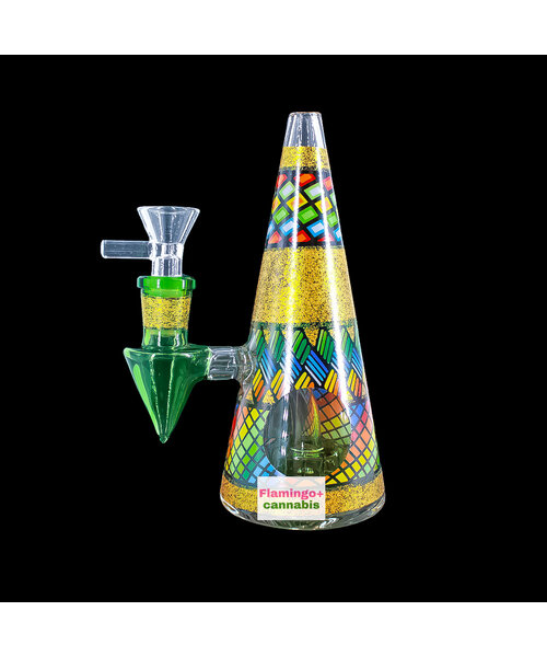 6.25" Conical Stained Glass Recycler Water Pipe