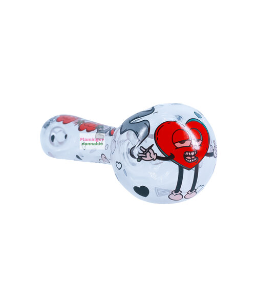 Red Eye Glass 4.5" Smokin' Hearts Spoon Pipe