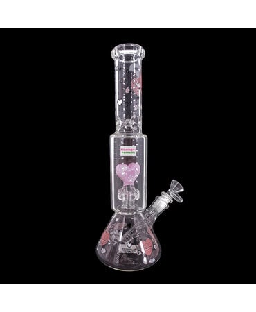 Red Eye Tek Red Eye Glass 12" Dual Chamber Smoking Hearts Beaker Bong Red Eye Tek Red Eye Glass 12" Dual Chamber Smoking Hearts Beaker Bong