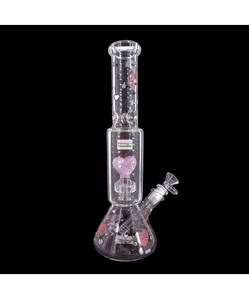 Red Eye Glass 12" Dual Chamber Smoking Hearts Beaker Bong