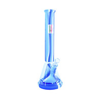 Lit Silicone 14" Glass Chamber Beaker Bong Blue/White
