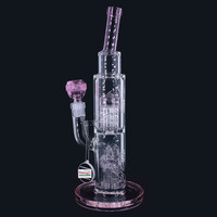 Milky Way Glass 12" Fallen Angels Straight Tube w/Double Perc Pink