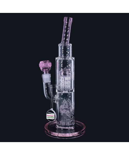 Milky Way Glass 12" Fallen Angels Straight Tube w/Double Perc Pink