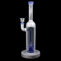 Milky Way Glass 13" Cosmic Temple Bong w/Tree Perc Silver