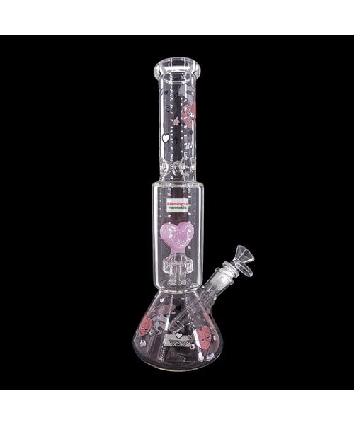 Red Eye Glass 12" Dual Chamber Smoking Hearts Beaker Bong