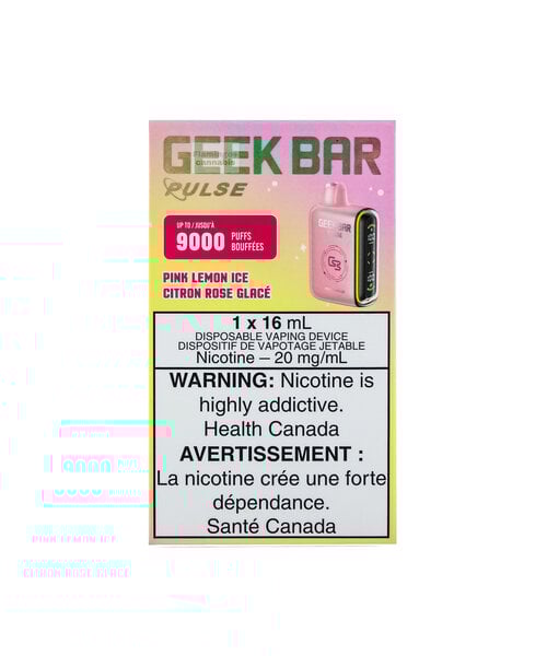Geek Bar Pulse 9000 Puff Rechargeable Disposable 20mg Pink Lemon Ice MB