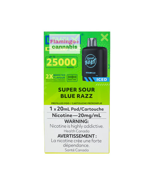 Level-X Flavour Beast BOOST G2 Pre-Filled Pod 25K Puff 20mg 20mL Super Sour Blue Razz MB