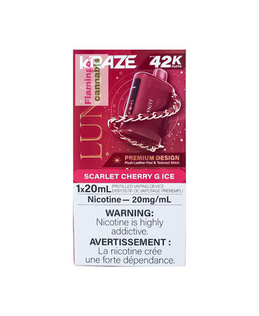 Kraze Kraze LUNA Luxury 42k Puff Rechargeable Disposable MB Scarlet Cherry G Ice Kraze Kraze LUNA Luxury 42k Puff Rechargeable Disposable MB Scarlet Cherry G Ice