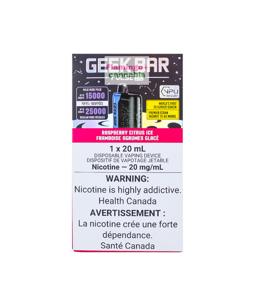 Geek Bar Pulse X 25k Puff Rechargeable Disposable 20mg MB Raspberry Citrus Ice