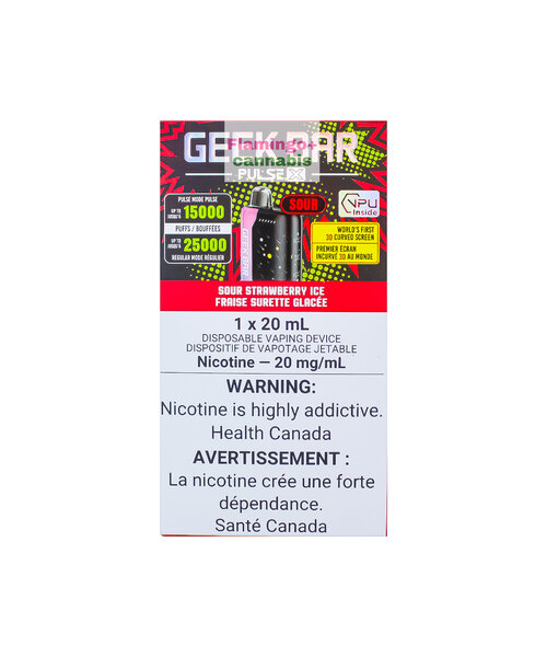 Geek Bar Pulse X 25k Puff Rechargeable Disposable 20mg MB Sour Strawberry Ice