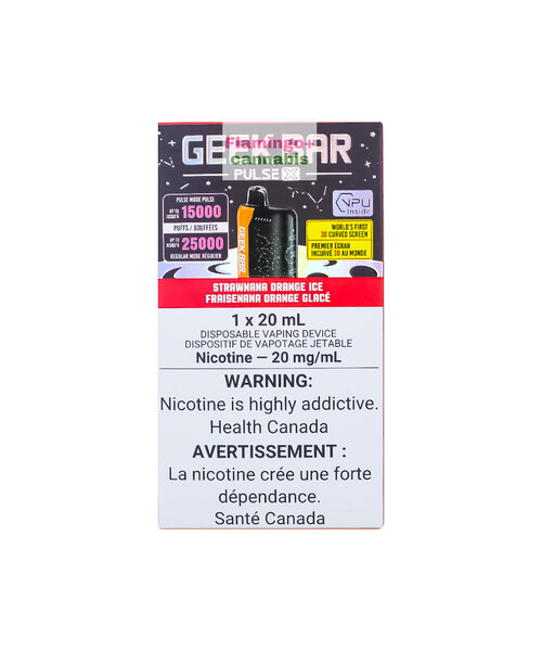 Geek Bar Pulse X 25k Puff Rechargeable Disposable 20mg MB Strawnana Orange Ice