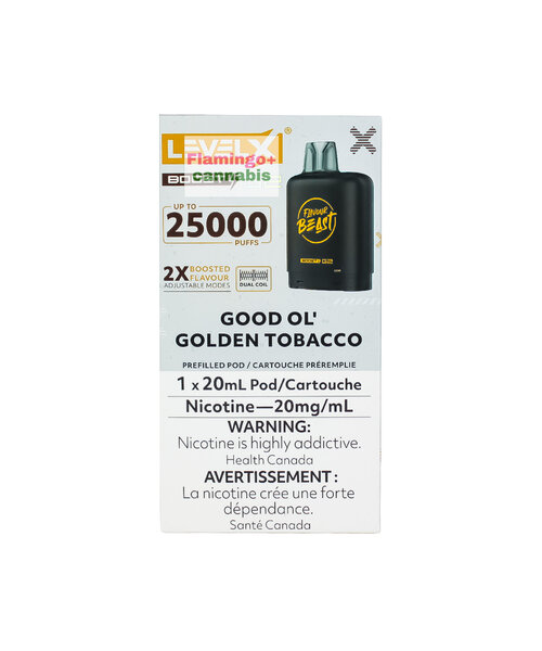 Level-X Flavour Beast BOOST G2 Pre-Filled Pod 25K Puff 20mg 20mL Good Ol' Golden Tobacco MB