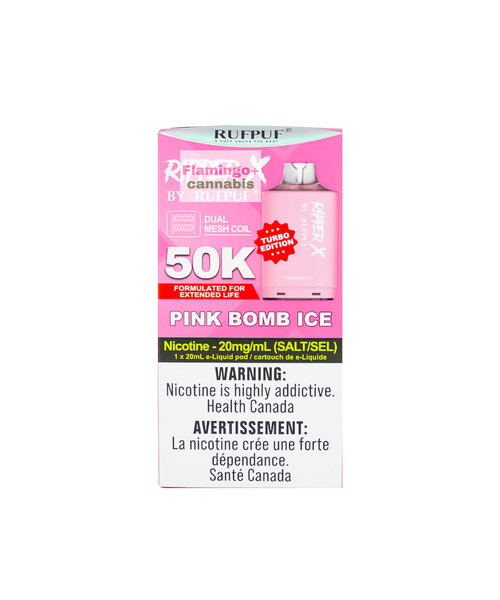 RufPuf Ripper-X Pre-Filled Pod 35k/50k Puff MB Pink Bomb Ice