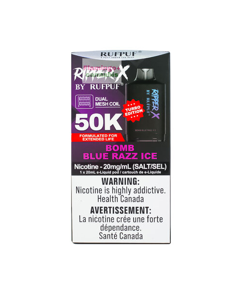 RufPuf Ripper-X Pre-Filled Pod 35k/50k Puff MB Bomb Blue Razz Ice